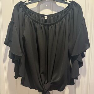 Elegant Black Ruffle Sleeve Top